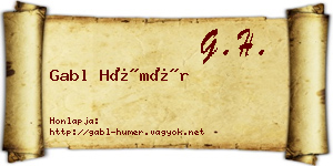Gabl Hümér névjegykártya